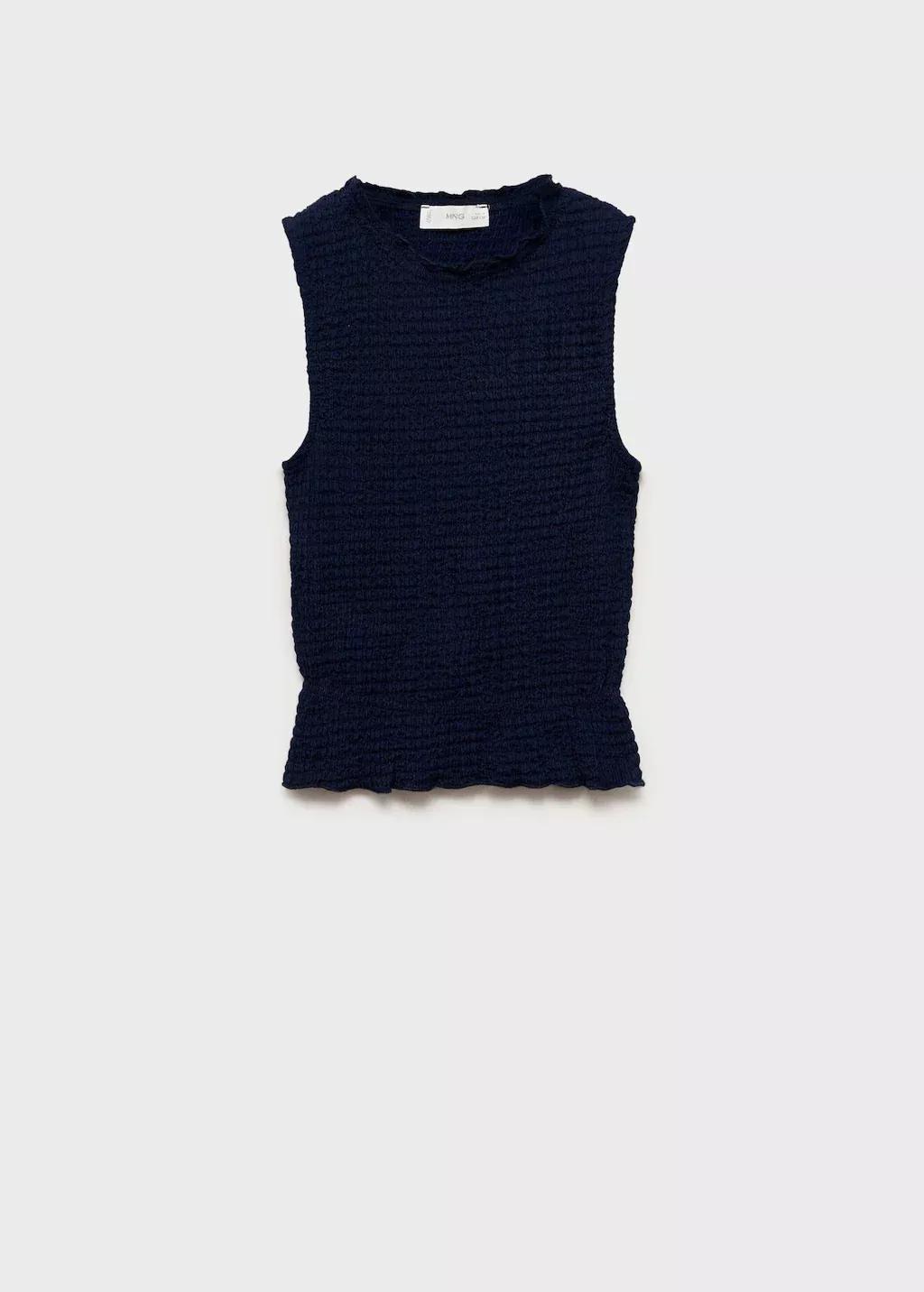Navy Ruched-Texture Top, Kids Girl, , large image number 3