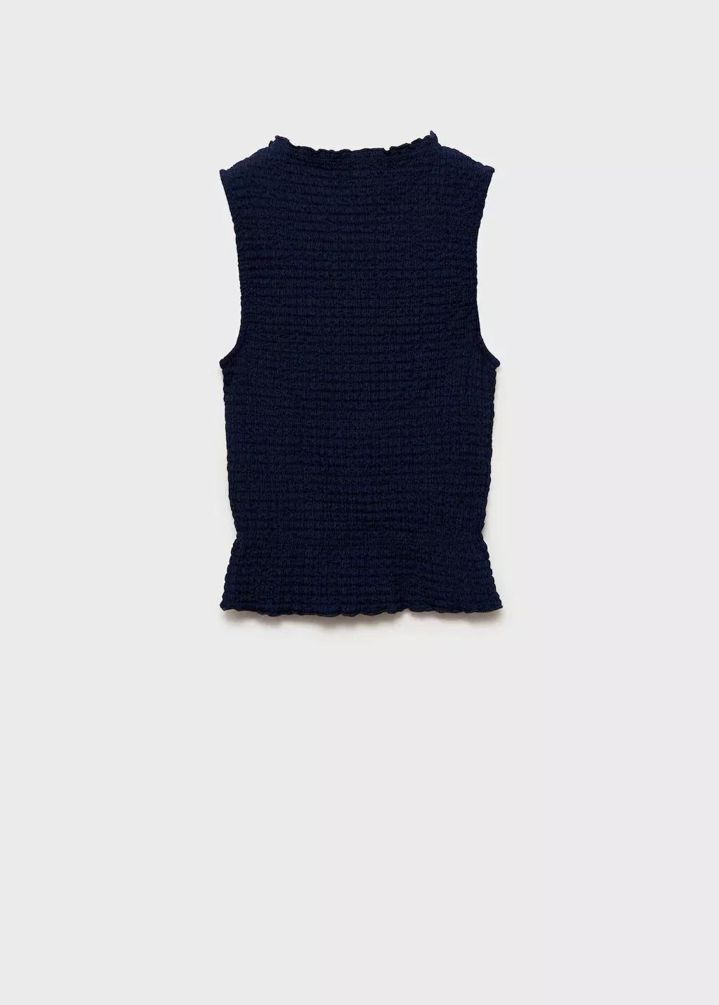 Navy Ruched-Texture Top, Kids Girl, , large image number 4