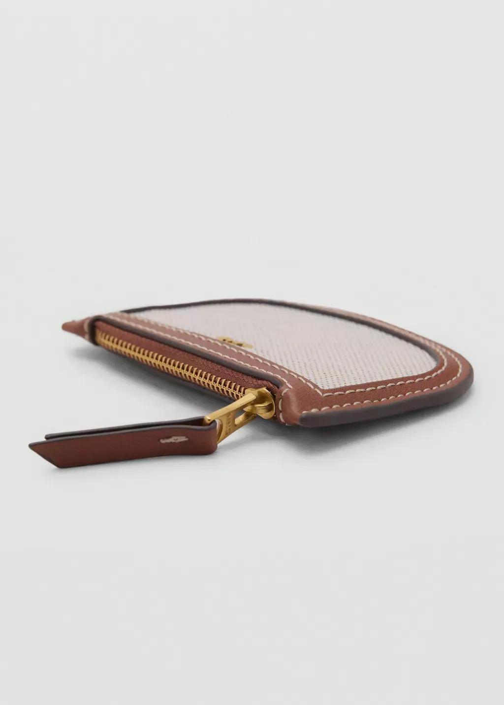 Brown Mini Oval Canvas Card Holder, Medium Brown, large image number 0