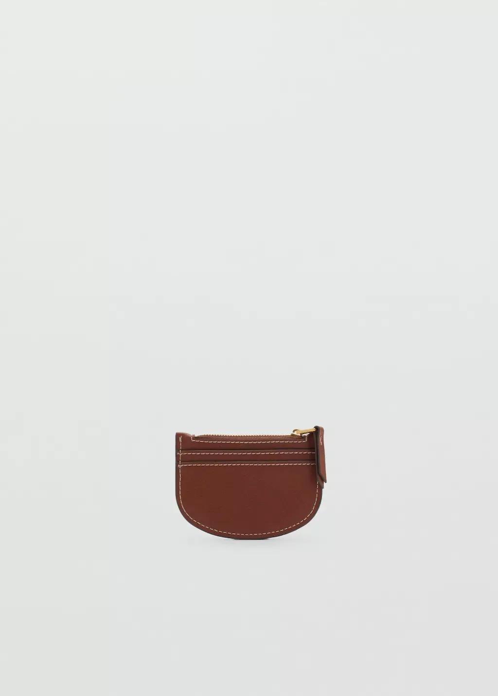 Brown Mini Oval Canvas Card Holder, Medium Brown, large image number 1