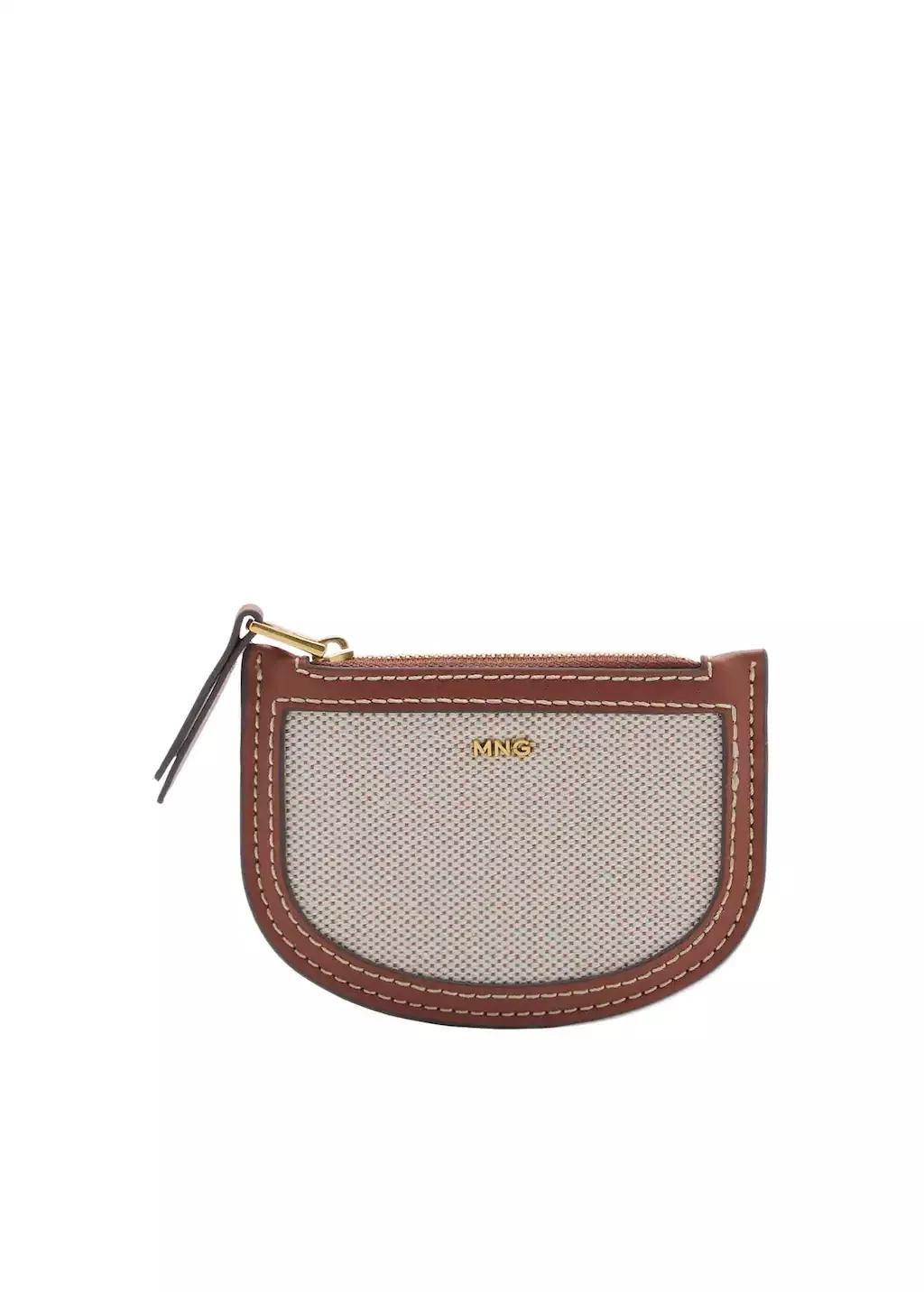 Brown Mini Oval Canvas Card Holder, Medium Brown, large image number 3