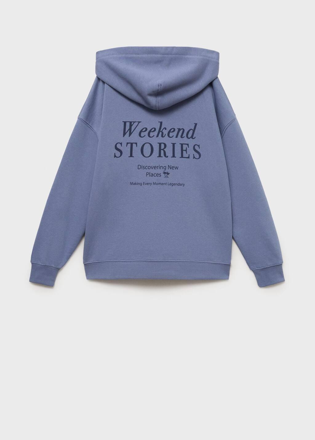 Blue Sweatshirt With Open Hood, Kids Boy, , large image number 1