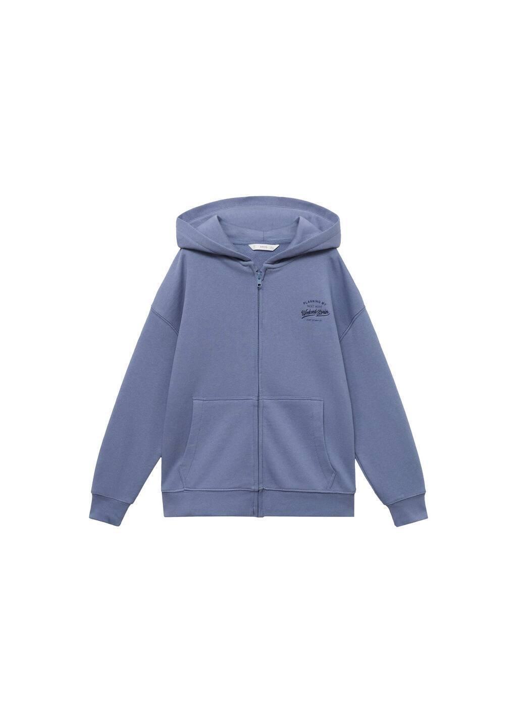 Blue Sweatshirt With Open Hood, Kids Boy, , large image number 5