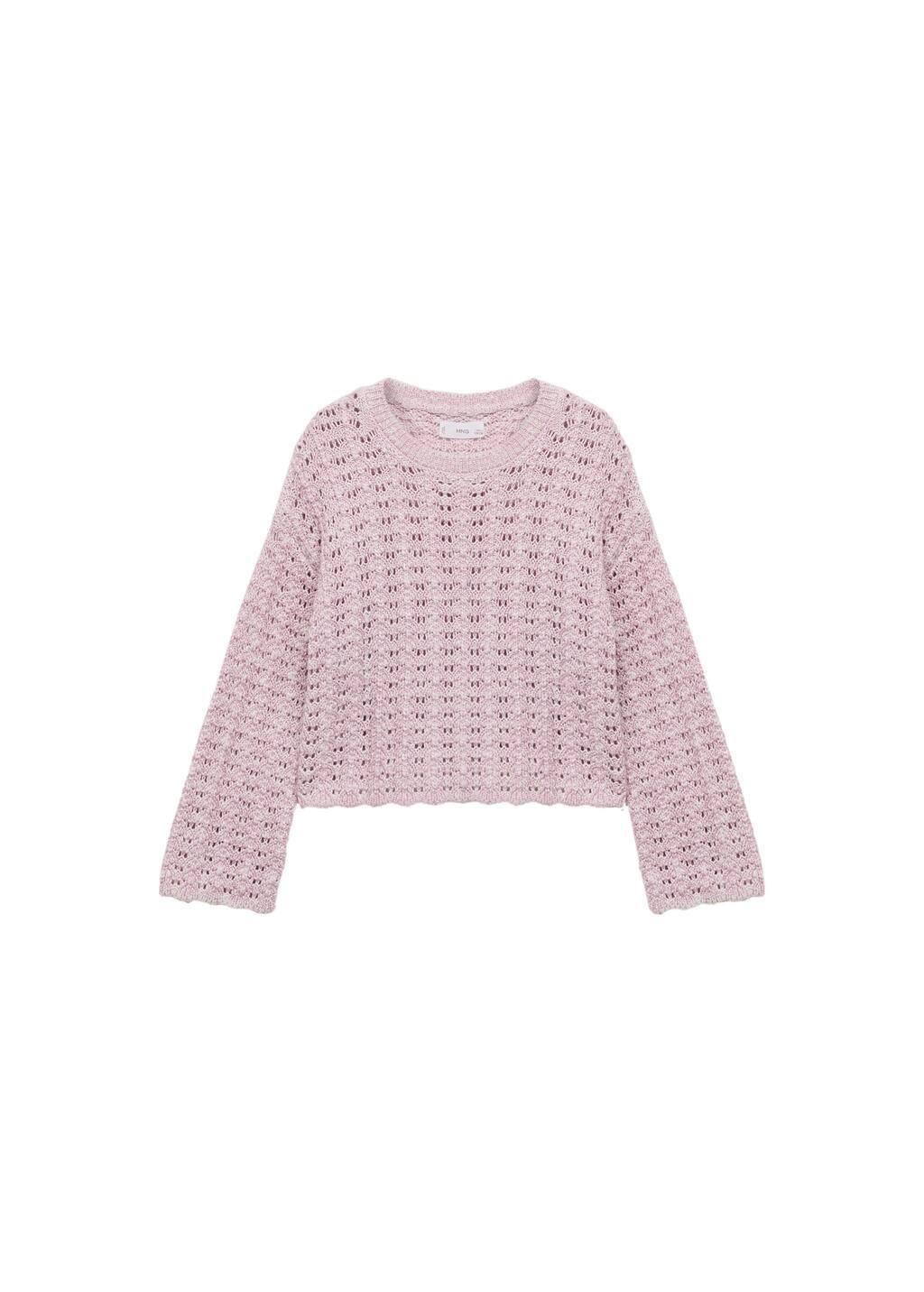 Purple Lt Pastel Openwork Knit Sweater, Kids Girl, , large image number 4