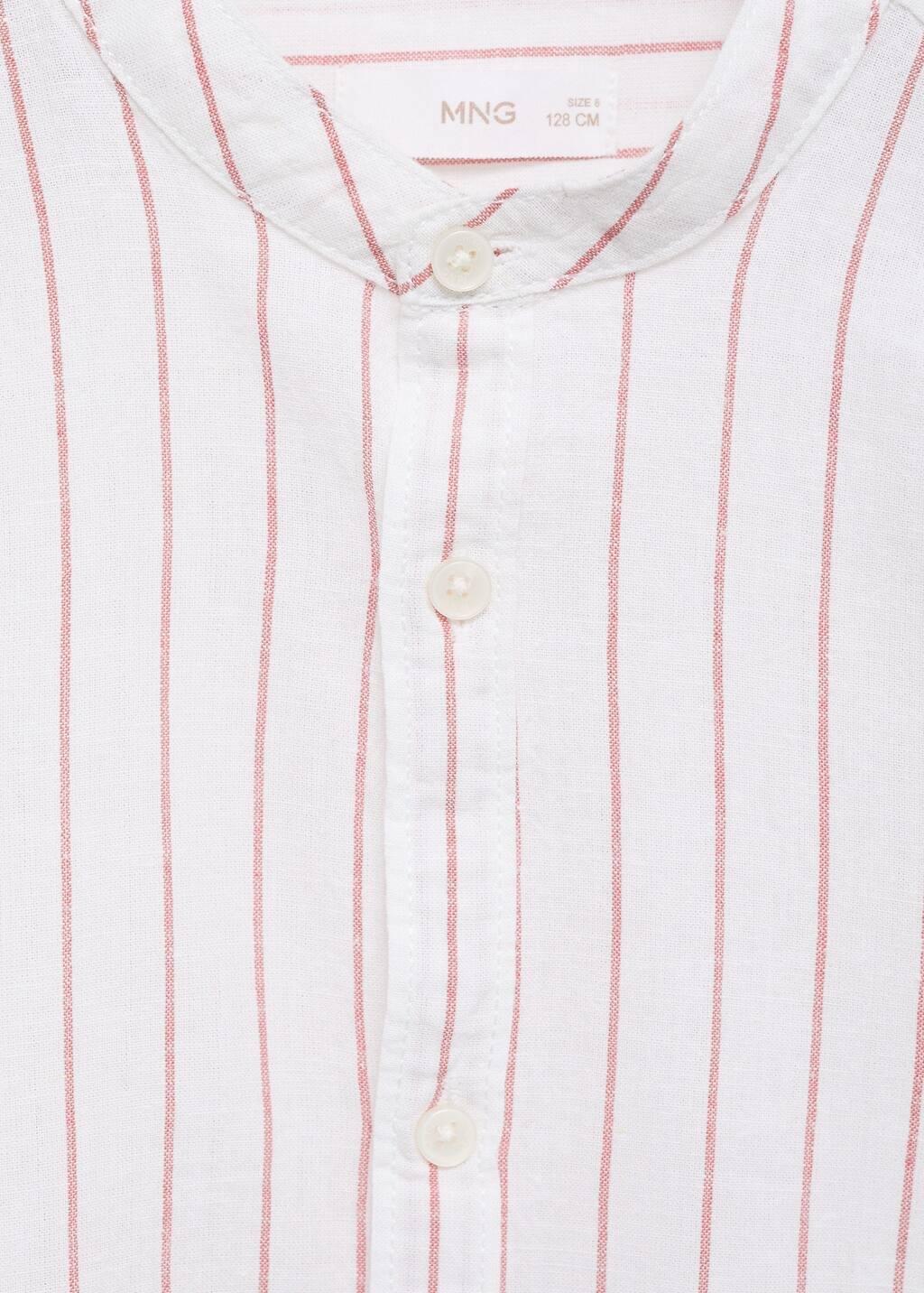 Orange Striped Mao Collar Shirt, , large image number 2