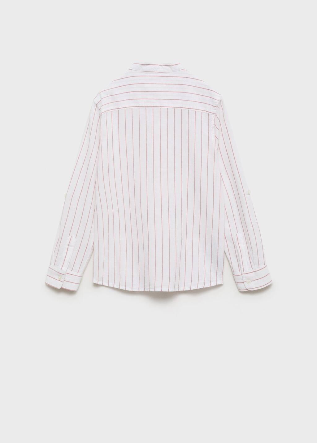Orange Striped Mao Collar Shirt, , large image number 4