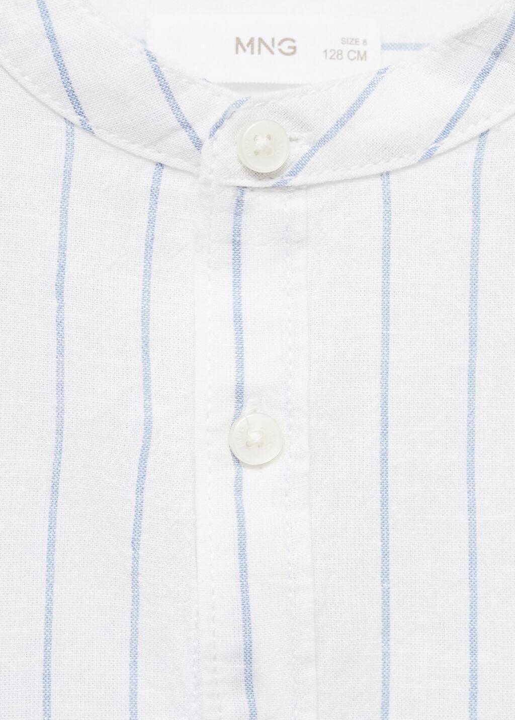 Blue Striped Mao Collar Shirt, , large image number 2