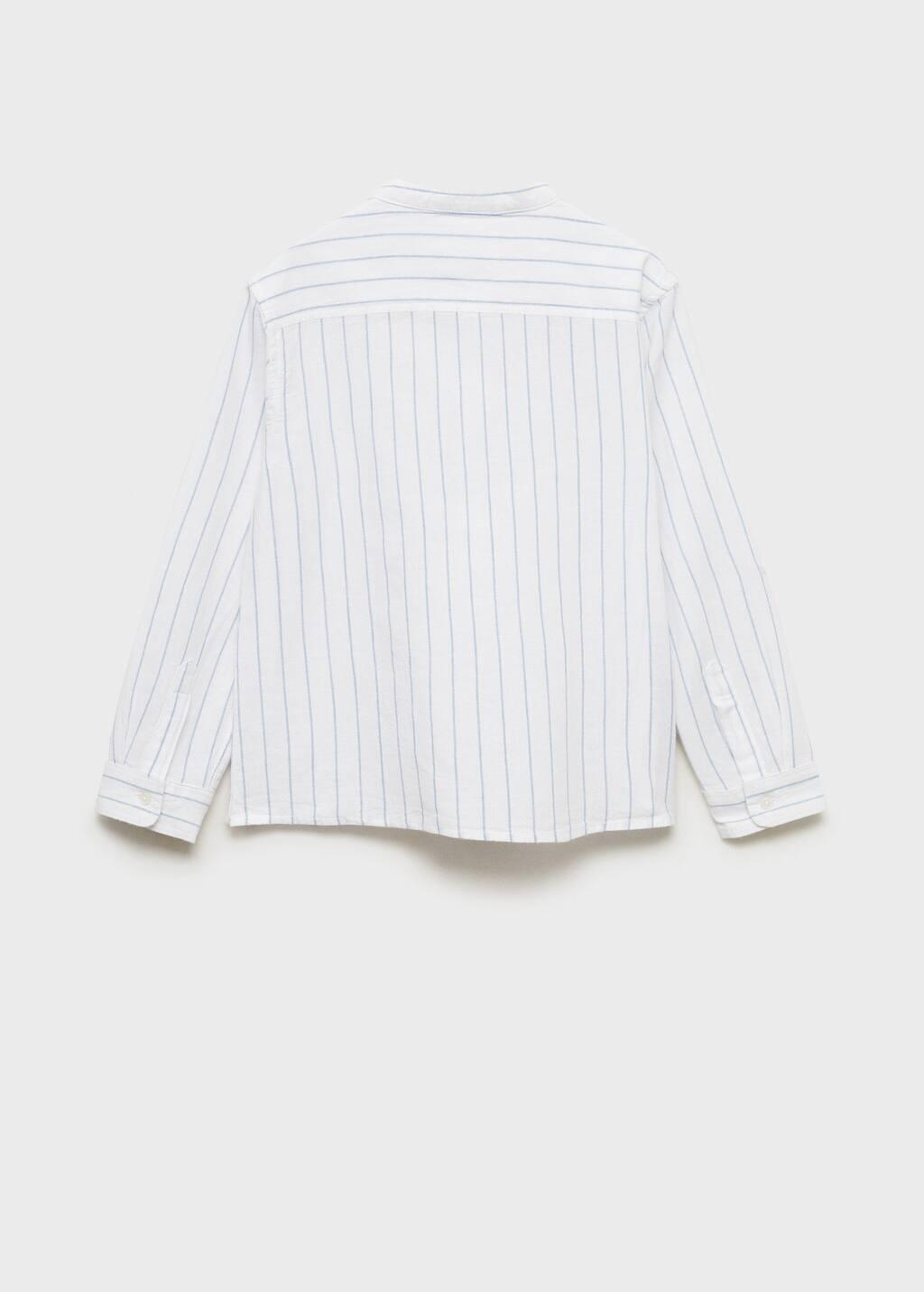 Blue Striped Mao Collar Shirt, , large image number 4