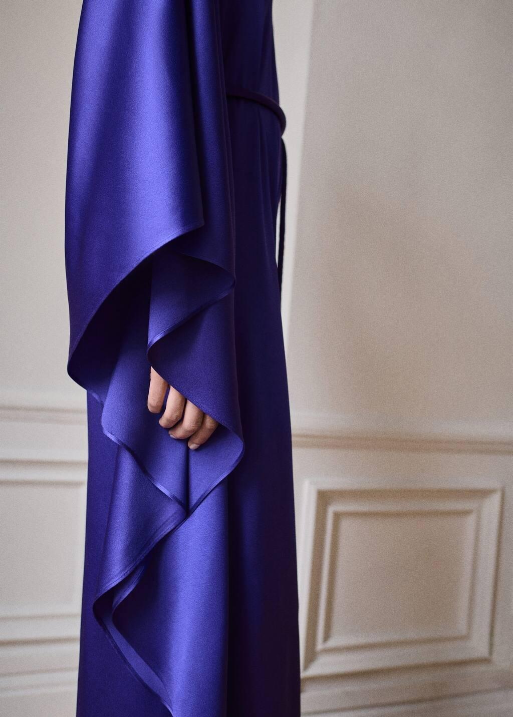 Blue Satin Maxi-Ruffle Jumpsuit, , large image number 2