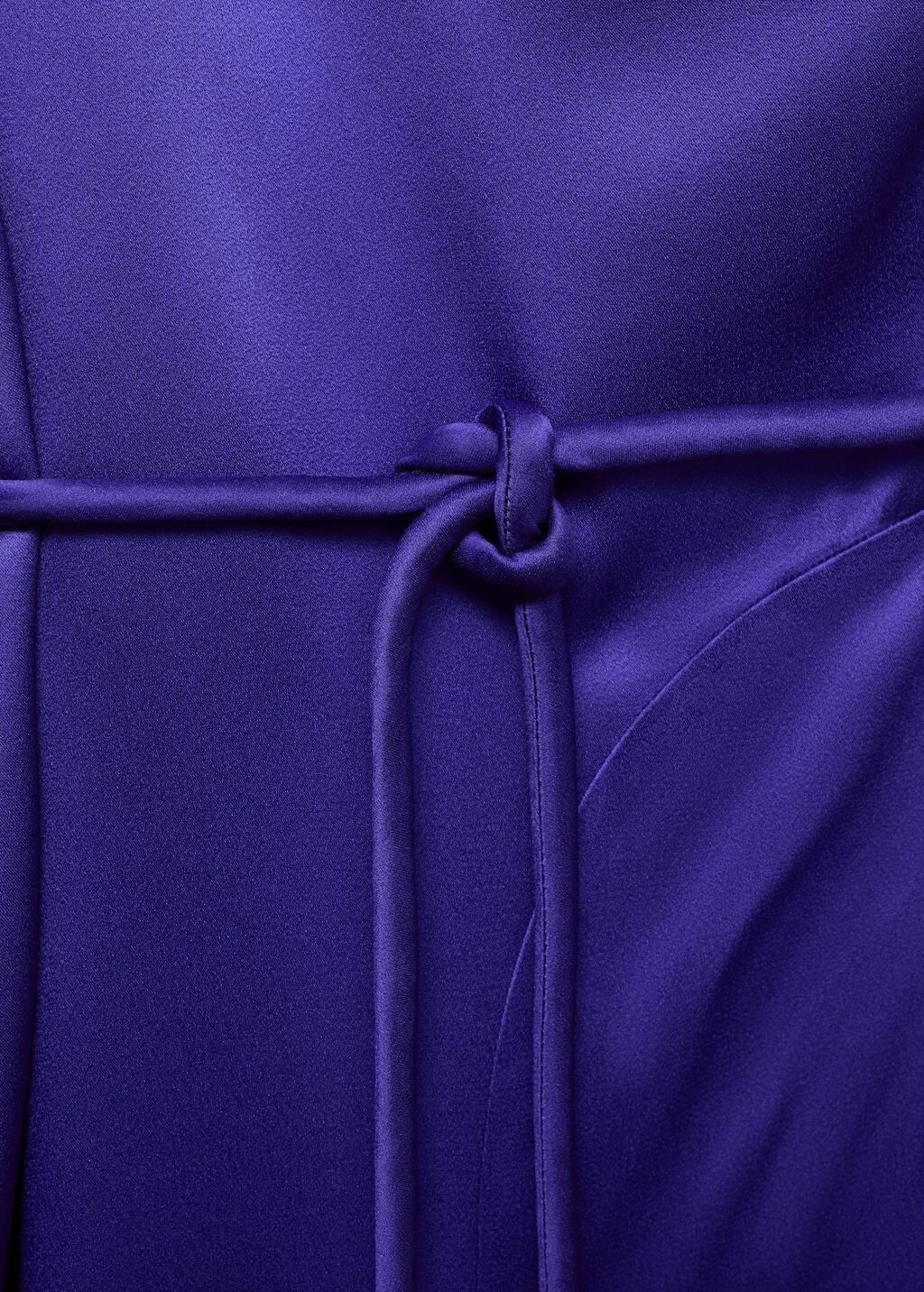 Blue Satin Maxi-Ruffle Jumpsuit, , large image number 4