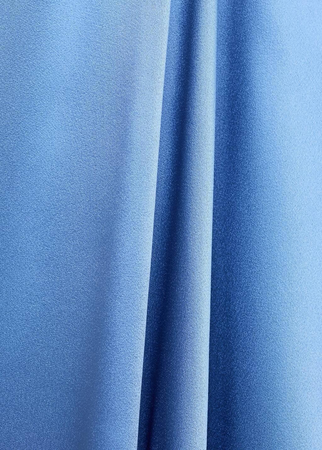 Blue Lt Pastel Asymmetrical Satin Dress With Fringes, , large image number 5