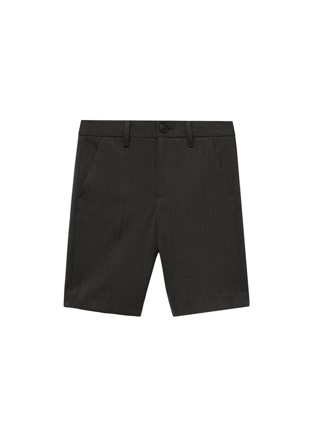 Grey High Waist Suit Bermuda Shorts, Kids Boy, , large image number 0