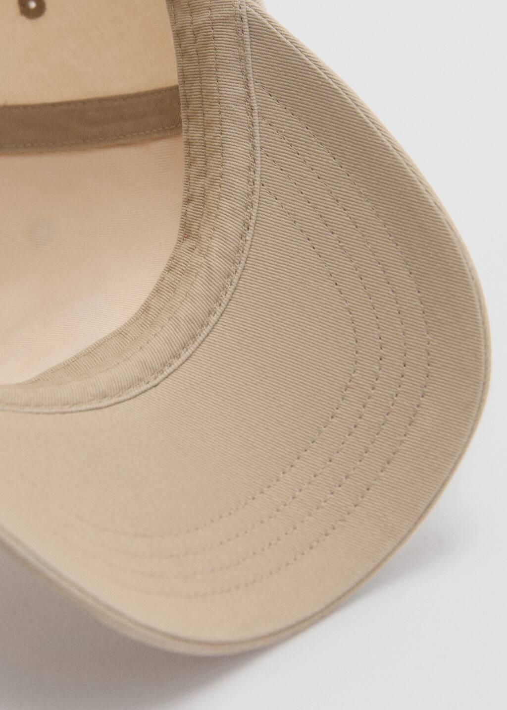 Beige Embroidered Cotton Cap, Light Beige, large image number 2