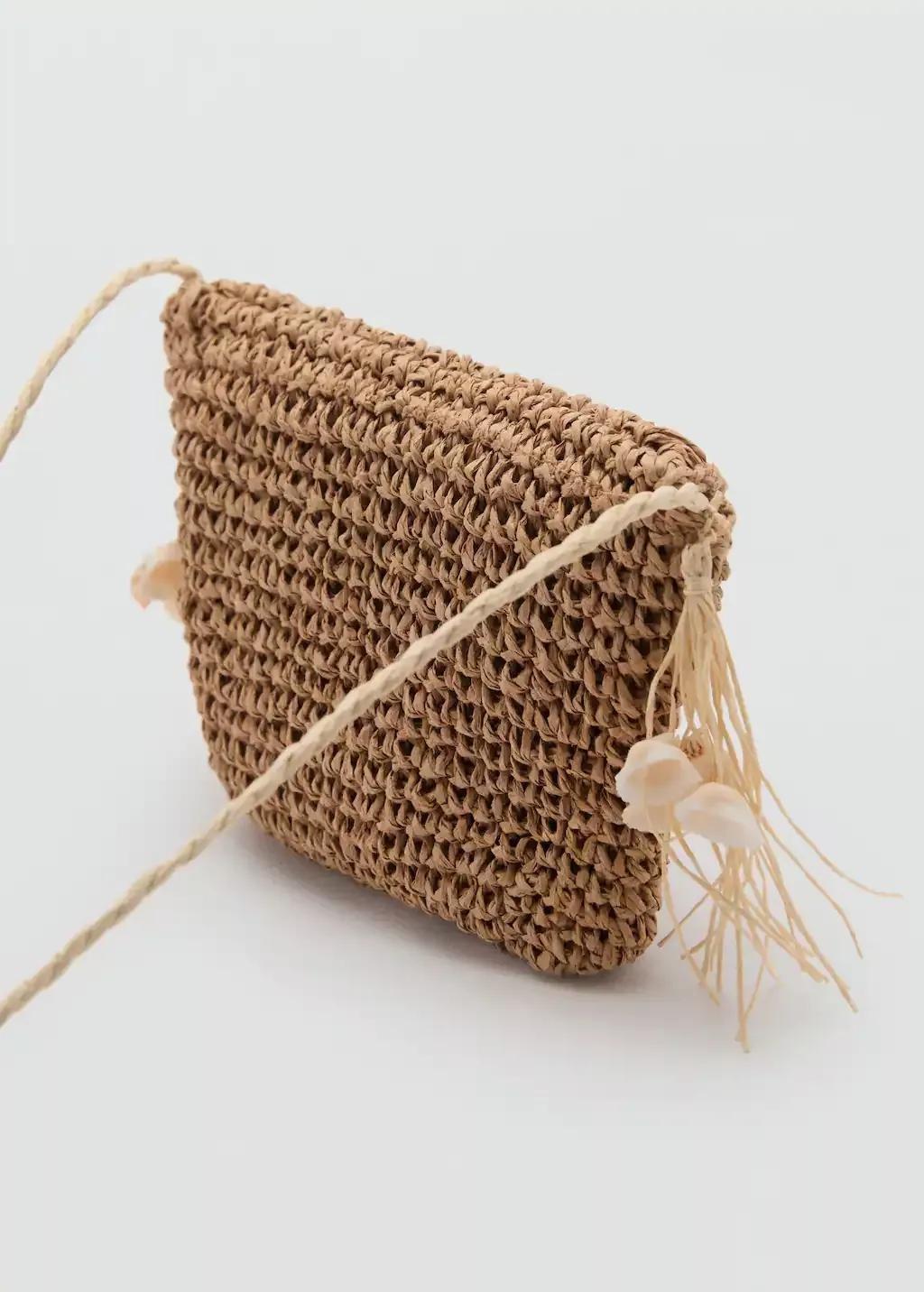 Brown Mini Straw Bag, Kids Girl, Medium Brown, large image number 1