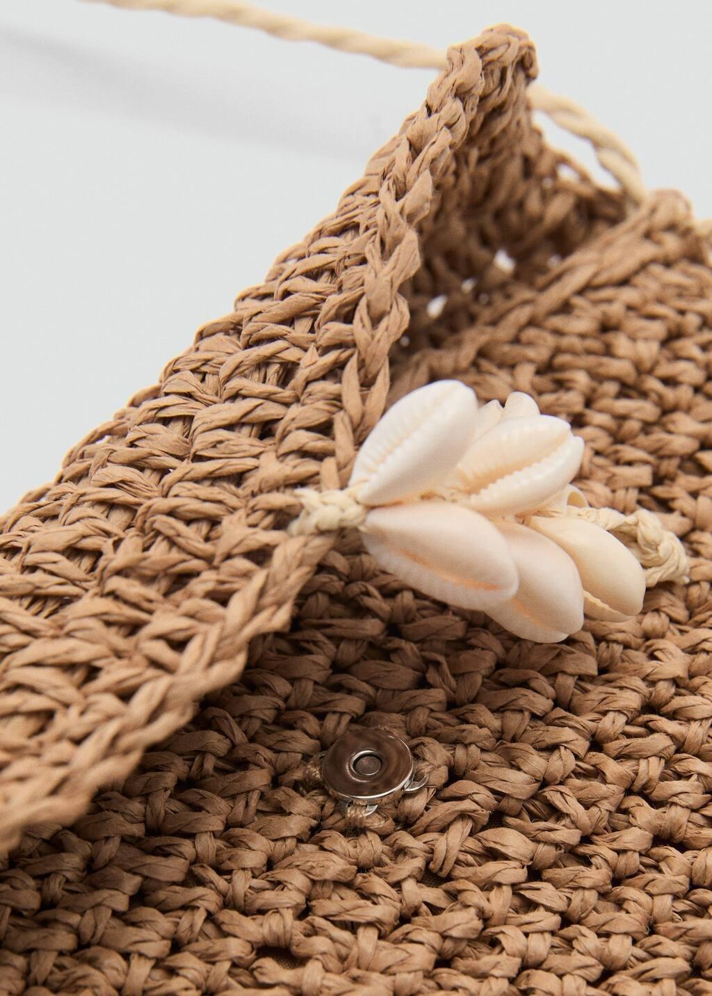 Brown Mini Straw Bag, Kids Girl, Medium Brown, large image number 4