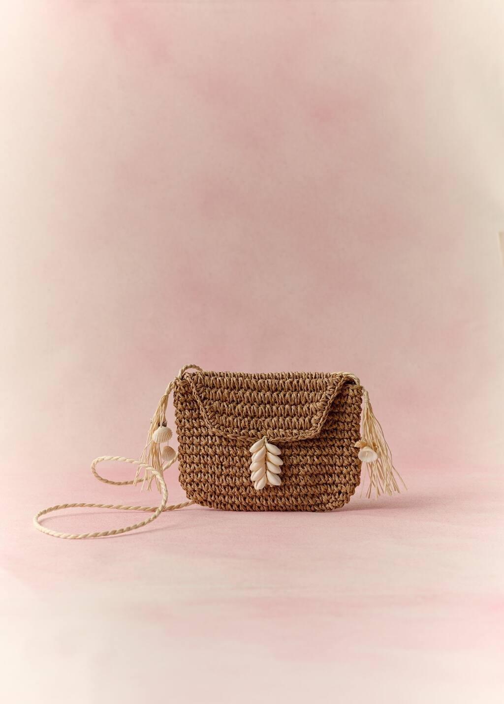 Brown Mini Straw Bag, Kids Girl, Medium Brown, large image number 5