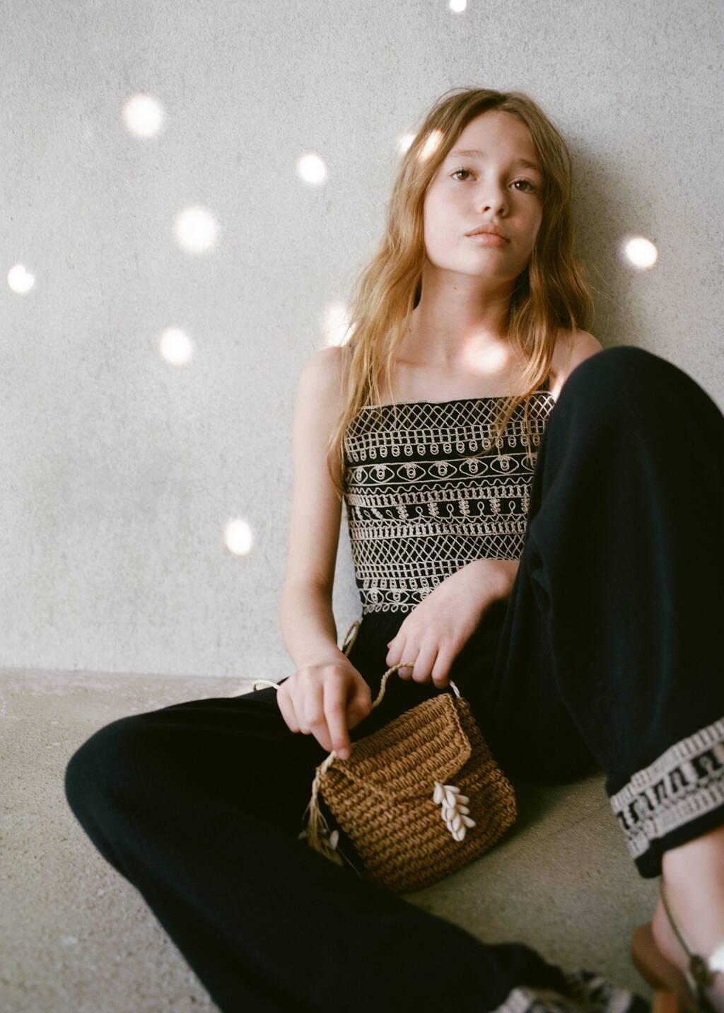 Brown Mini Straw Bag, Kids Girl, Medium Brown, large image number 6
