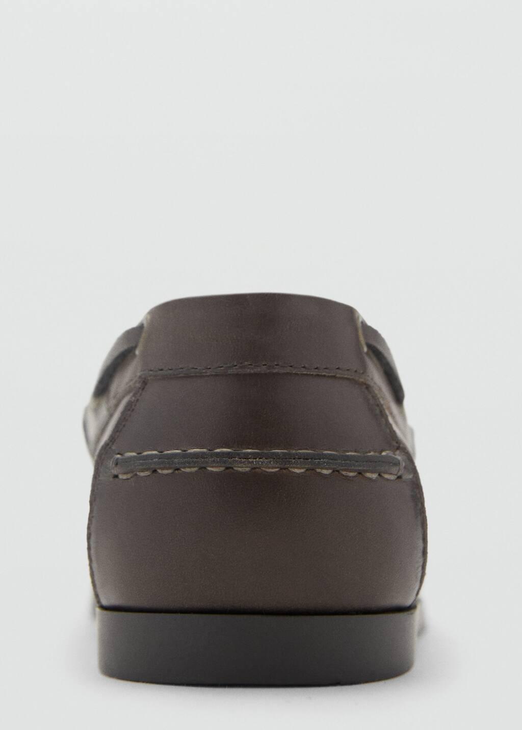 Brown Leather Nautical Shoes, , large image number 1
