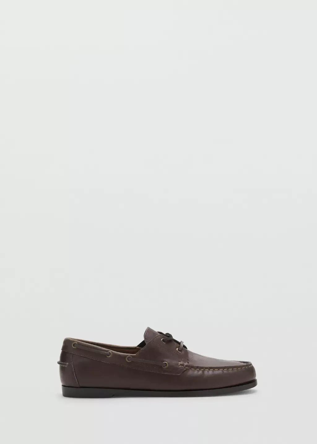 Brown Leather Nautical Shoes, , large image number 3