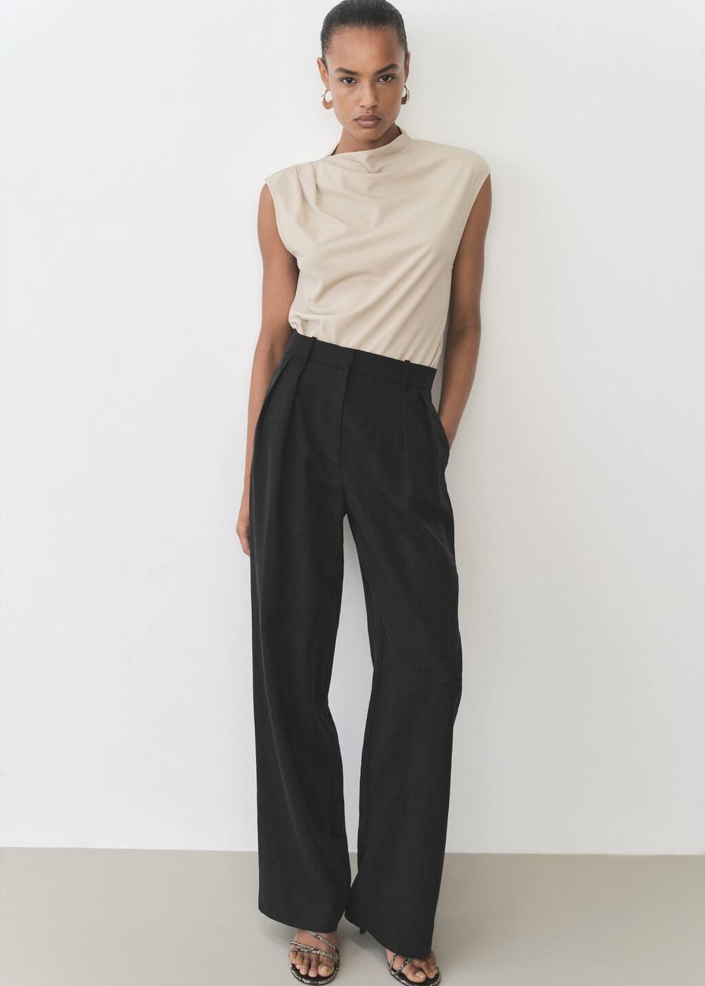 Black Plain Formal Trousers, , large image number 2