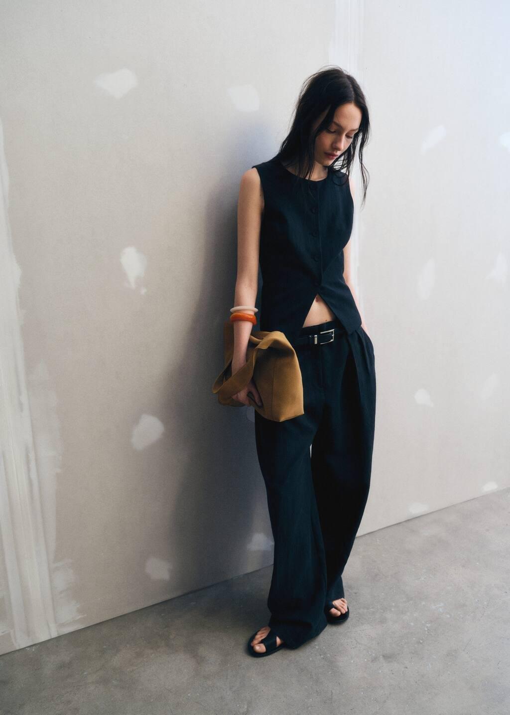 Black Plain Formal Trousers, , large image number 6