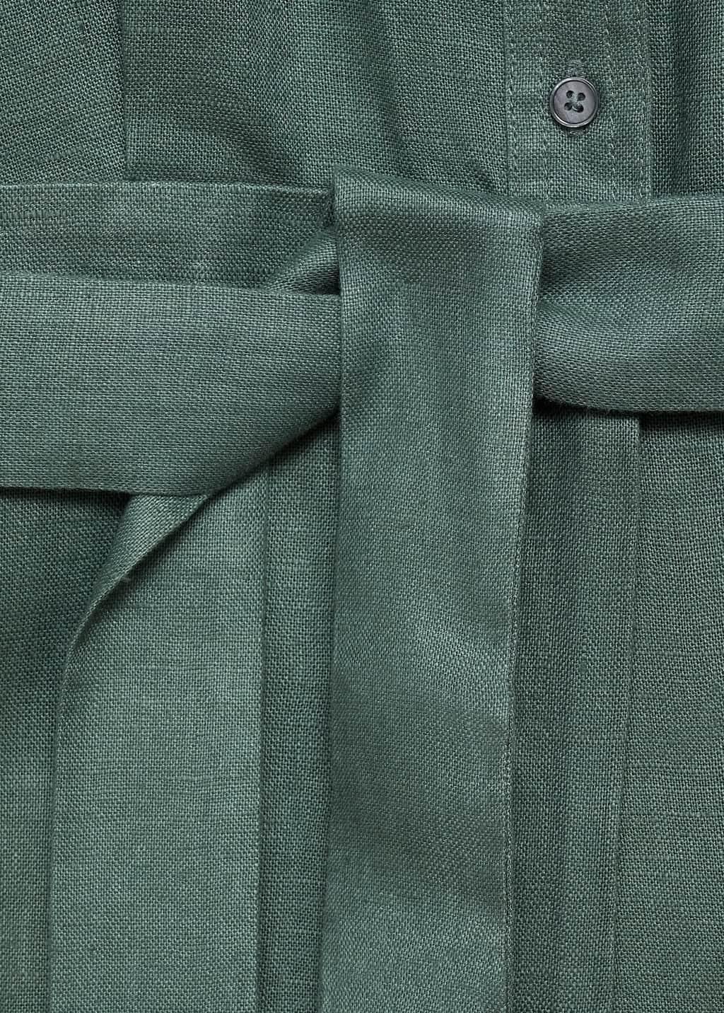 Green Linen Shirt Jumpsuit, , large image number 2