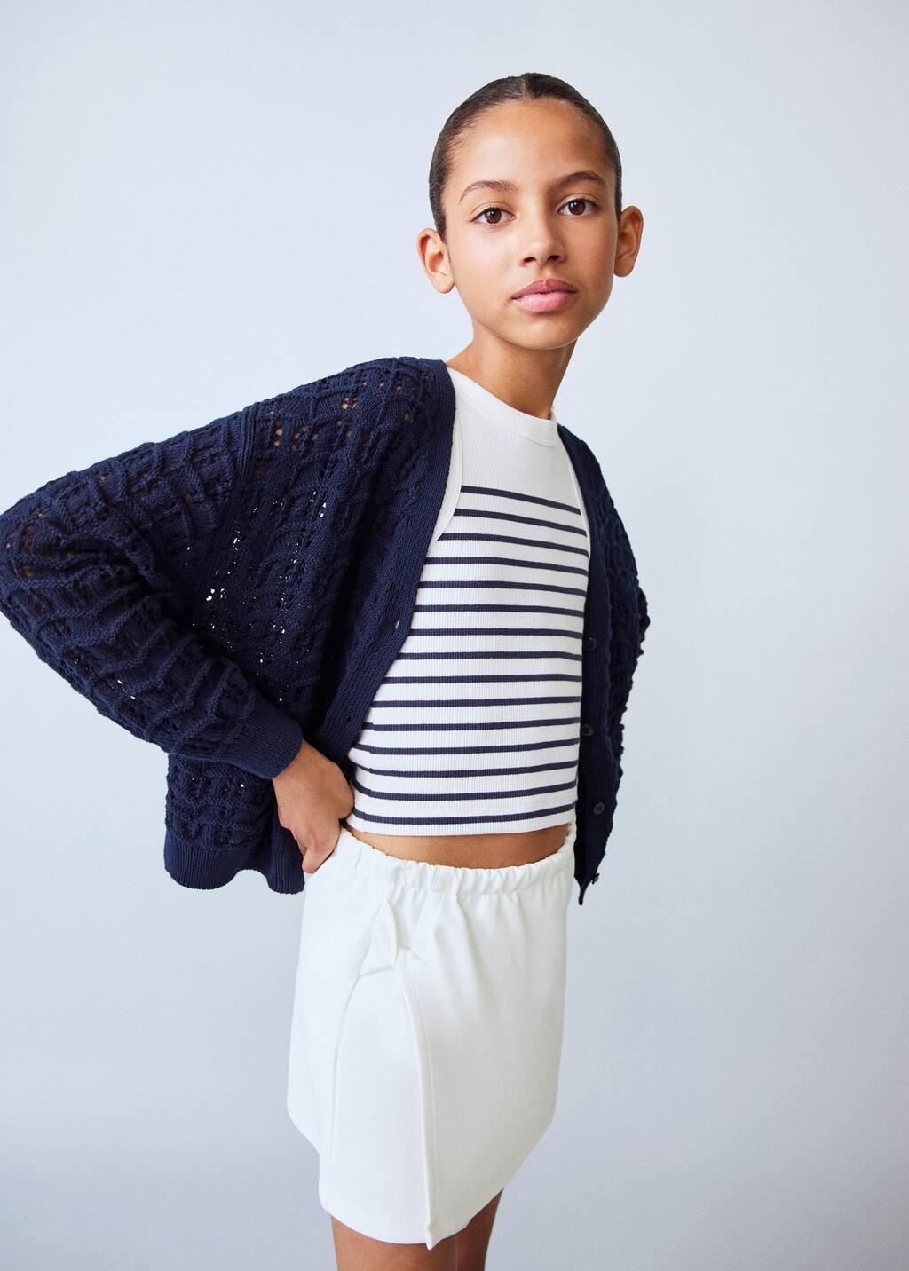 White Cotton Skort, Kids Girl, , large image number 0