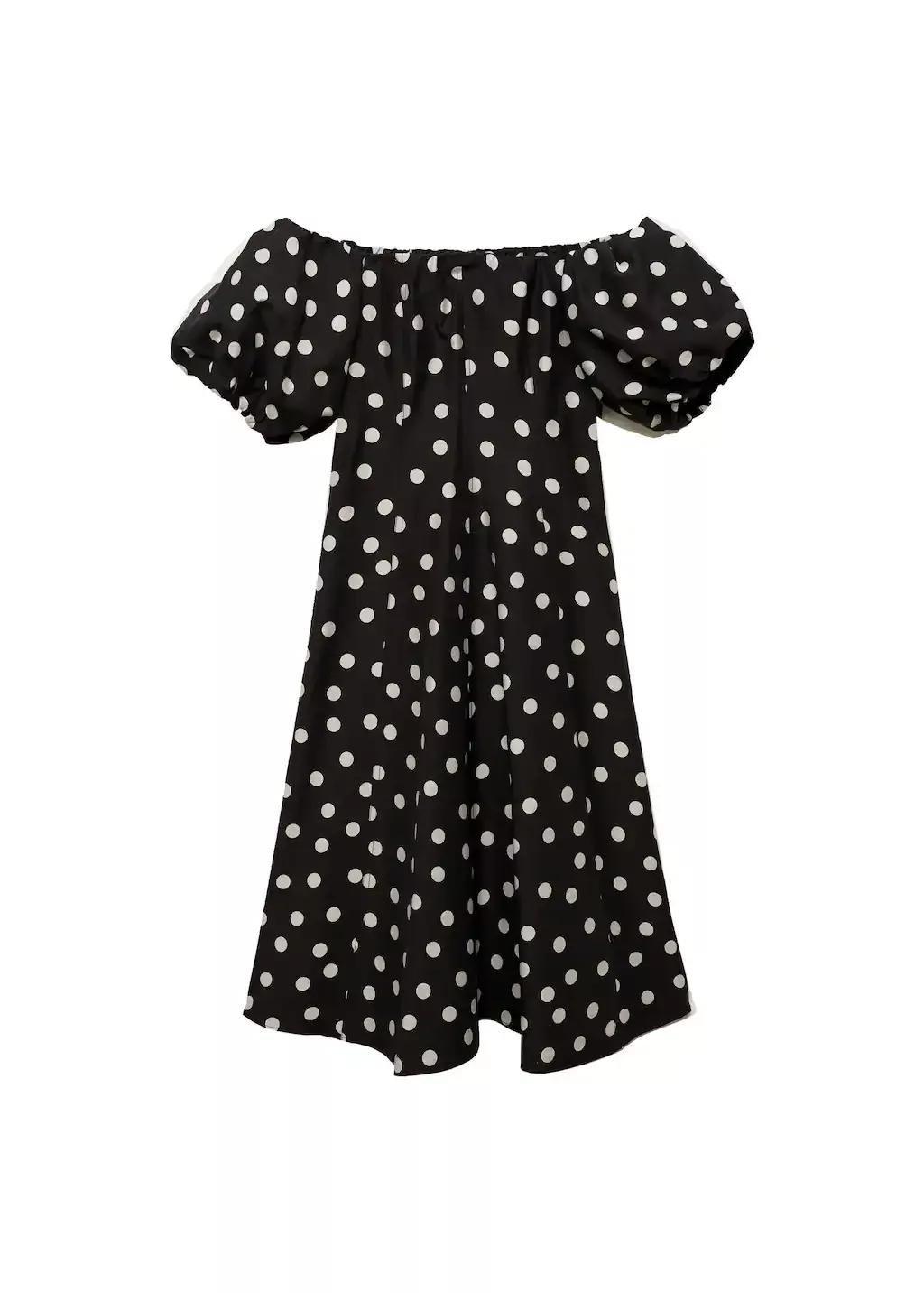 Black Strapless Polka Dot Dress, , large image number 3