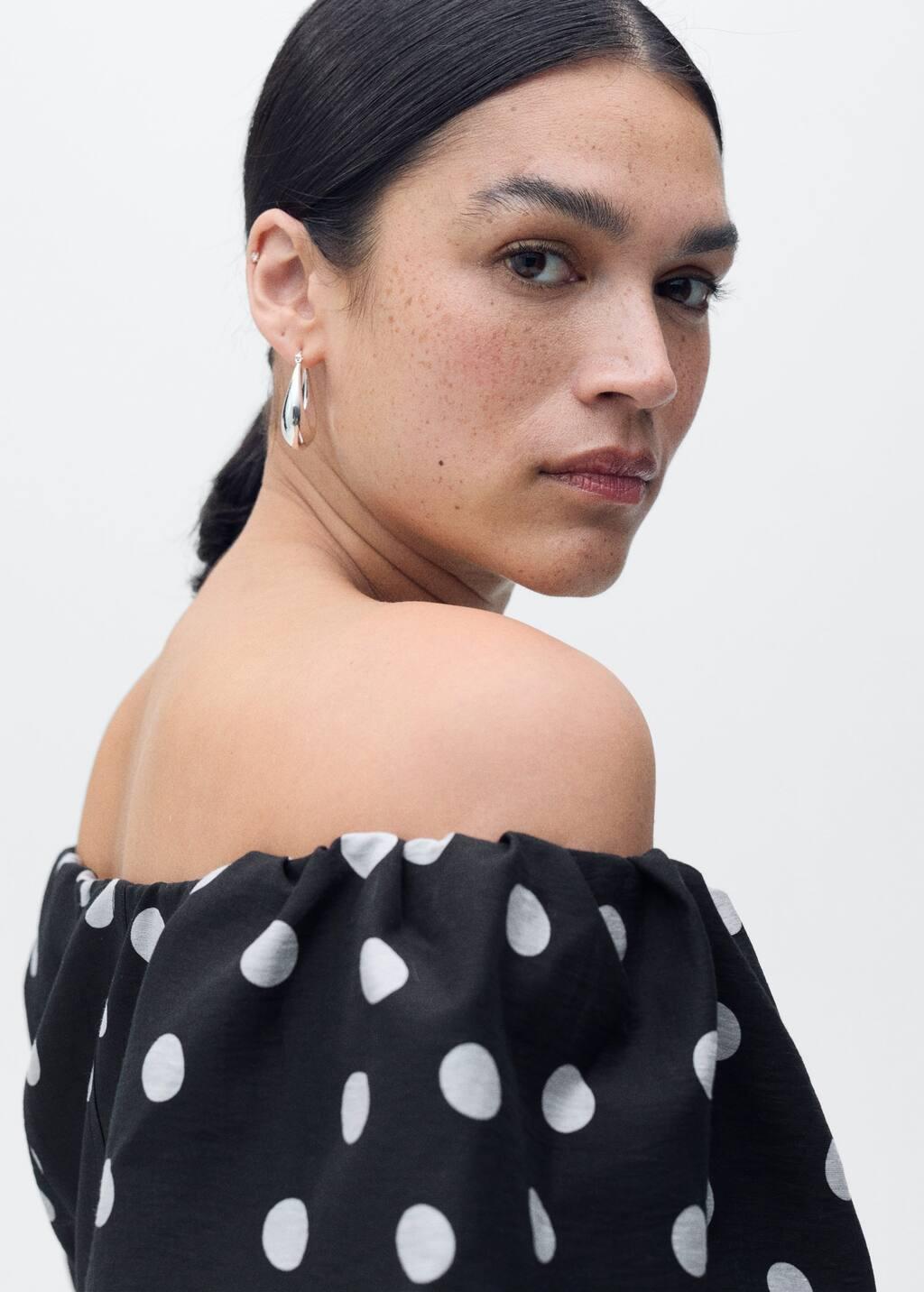 Black Strapless Polka Dot Dress, , large image number 5