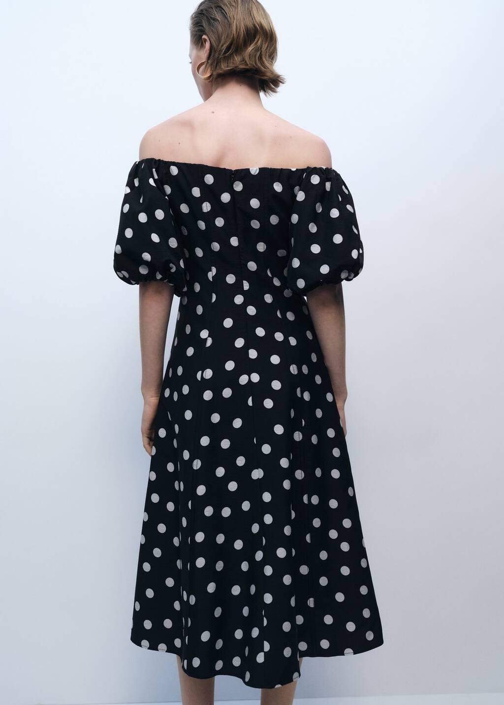 Black Strapless Polka Dot Dress, , large image number 8