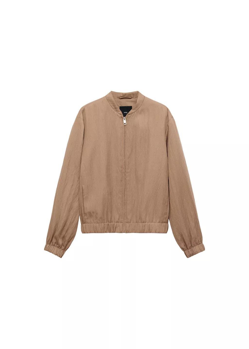 Brown Lyocell Bomber Jacket, , large image number 3