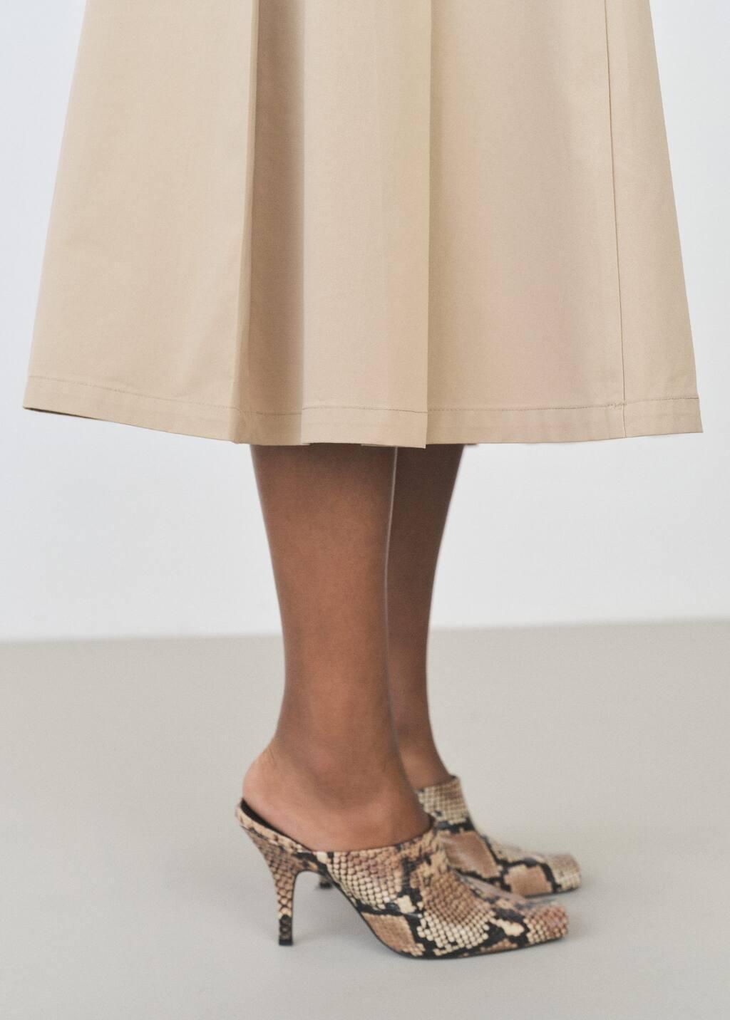Brown Flared Skirt With Pleated Detail, , large image number 1