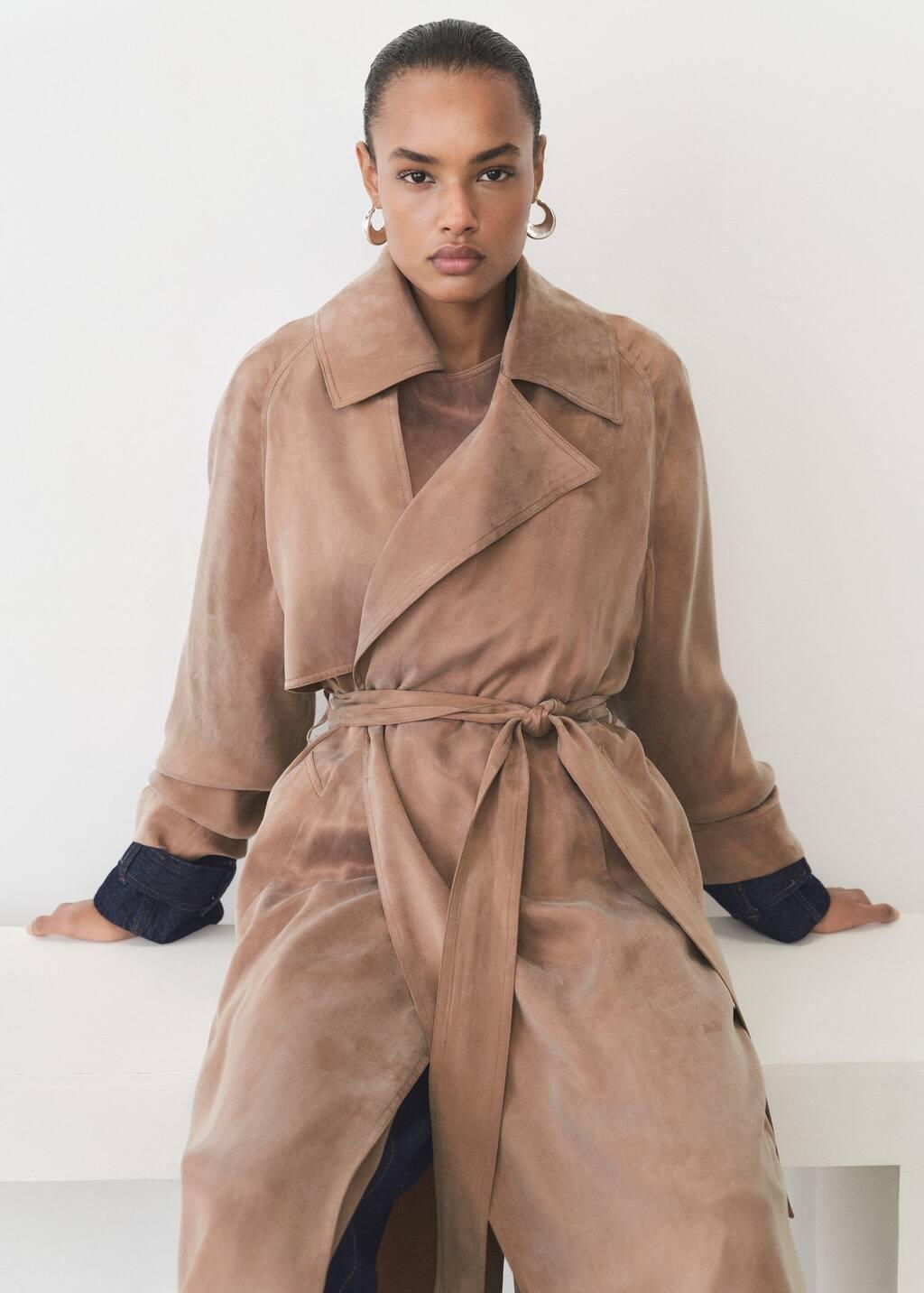 Orange Belt Lyocell Trench, Rust - Copper, large image number 2