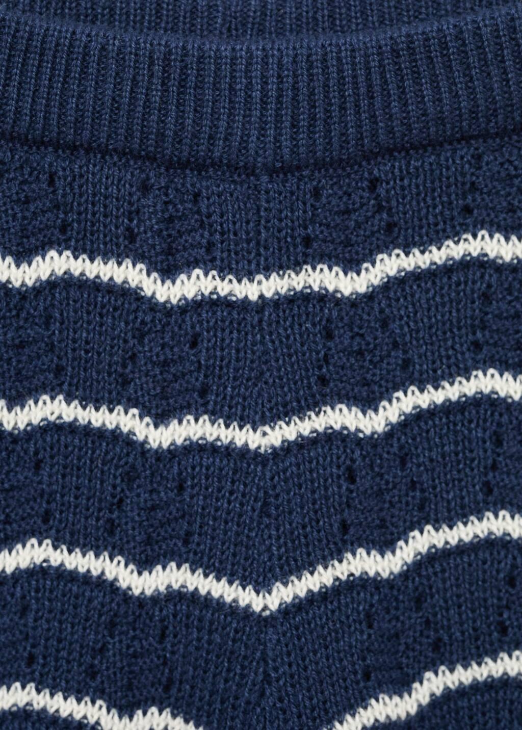 Navy Striped Openwork Knit Pants, Baby Girl, , large image number 2
