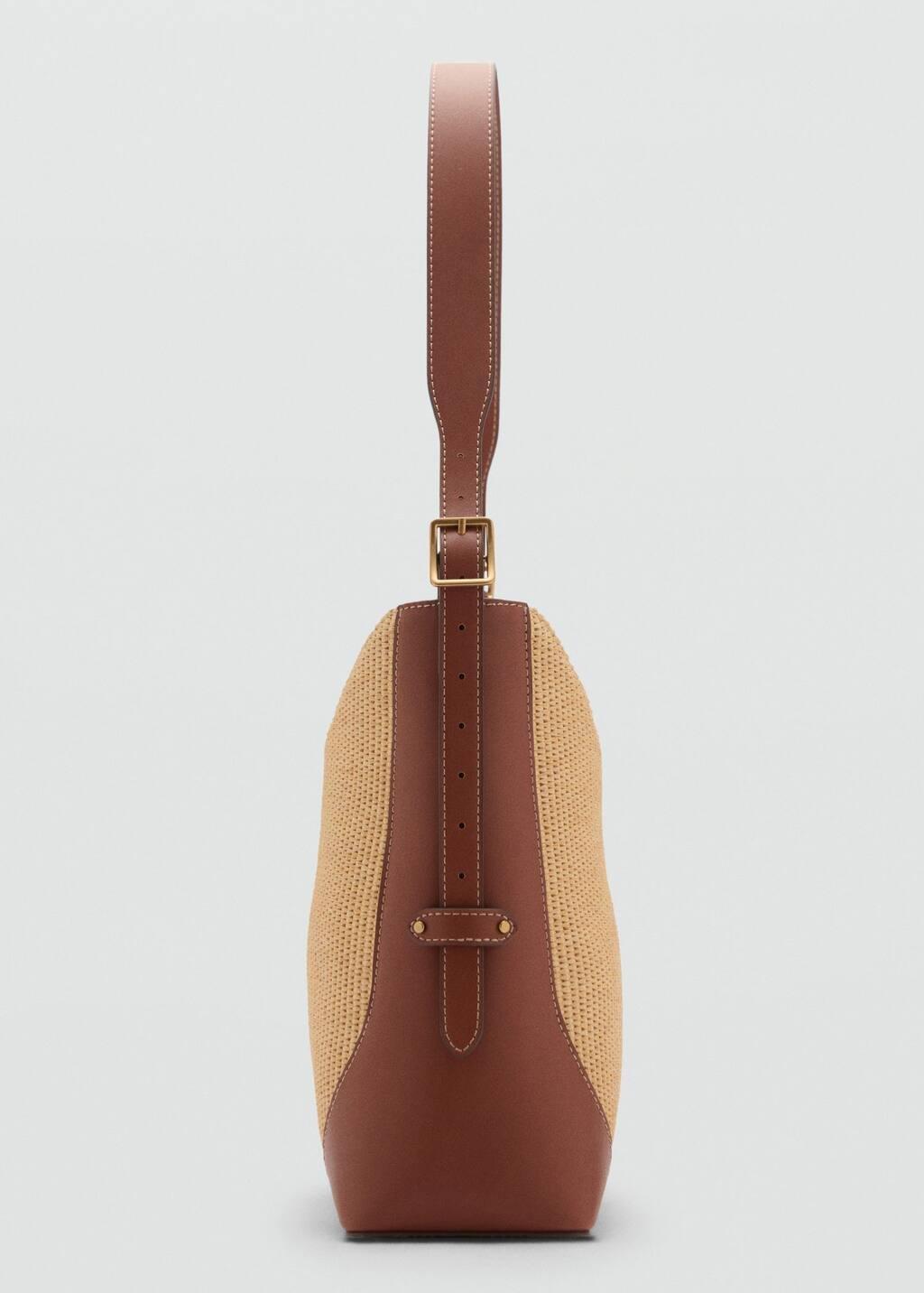 Brown Raffia Effect Shoulder Bag, Medium Brown, large image number 2