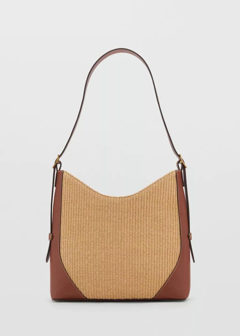 Brown Raffia Effect Shoulder Bag, Medium Brown, large image number 3