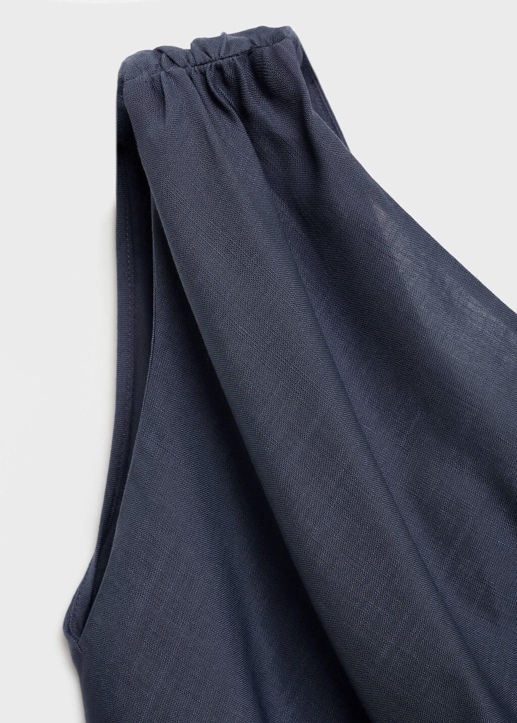 Blue Asymmetrical Dress With Gathered Details, , large image number 5