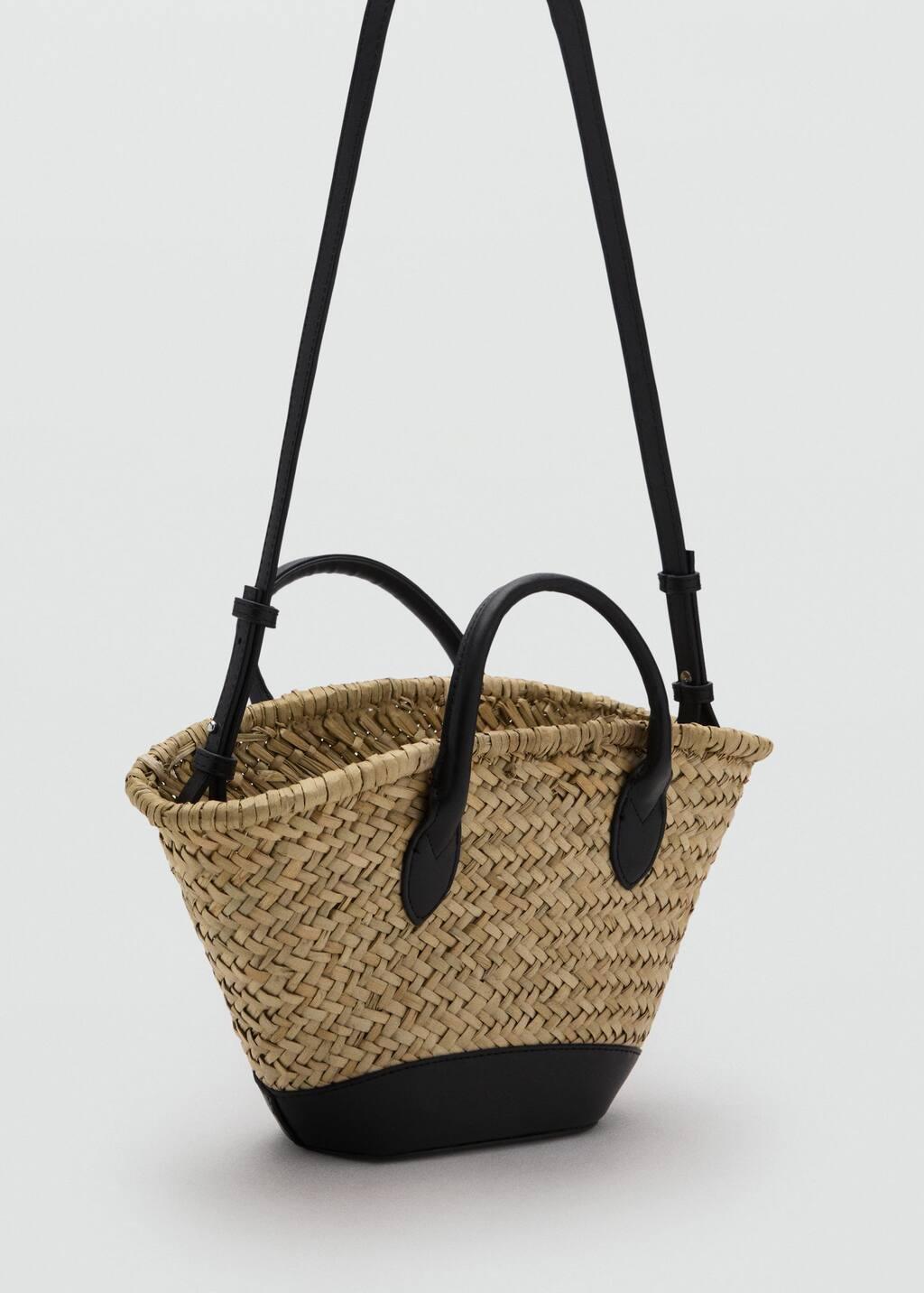 Natural Fibre Woven Handmade Basket, Black, large image number 0