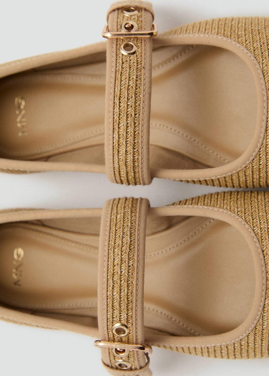 Brown Cotton Ballet Flats With Strap And Buckle, , large image number 2