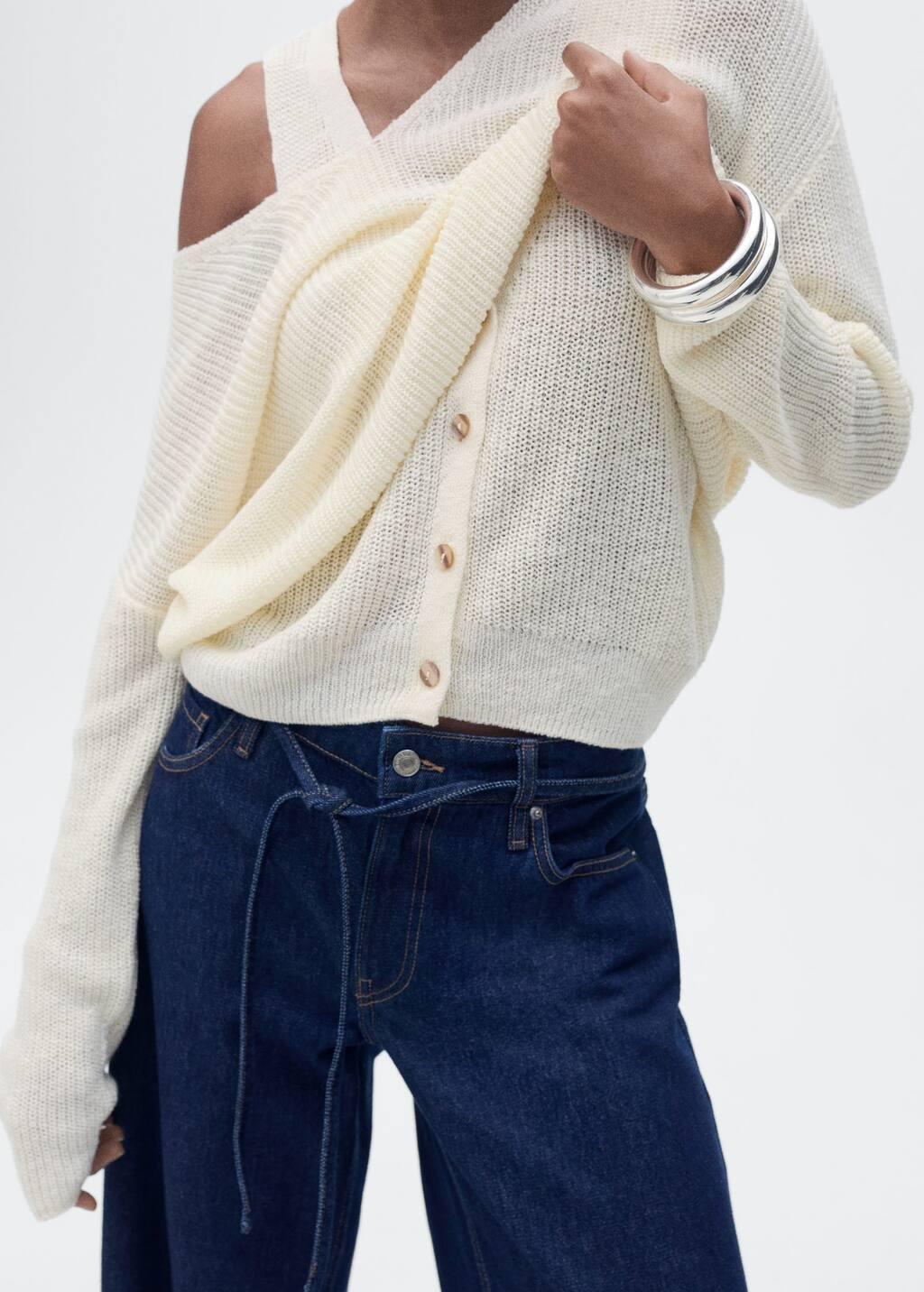 Beige Chunky-Knit Waistcoat With Buttons, , large image number 2