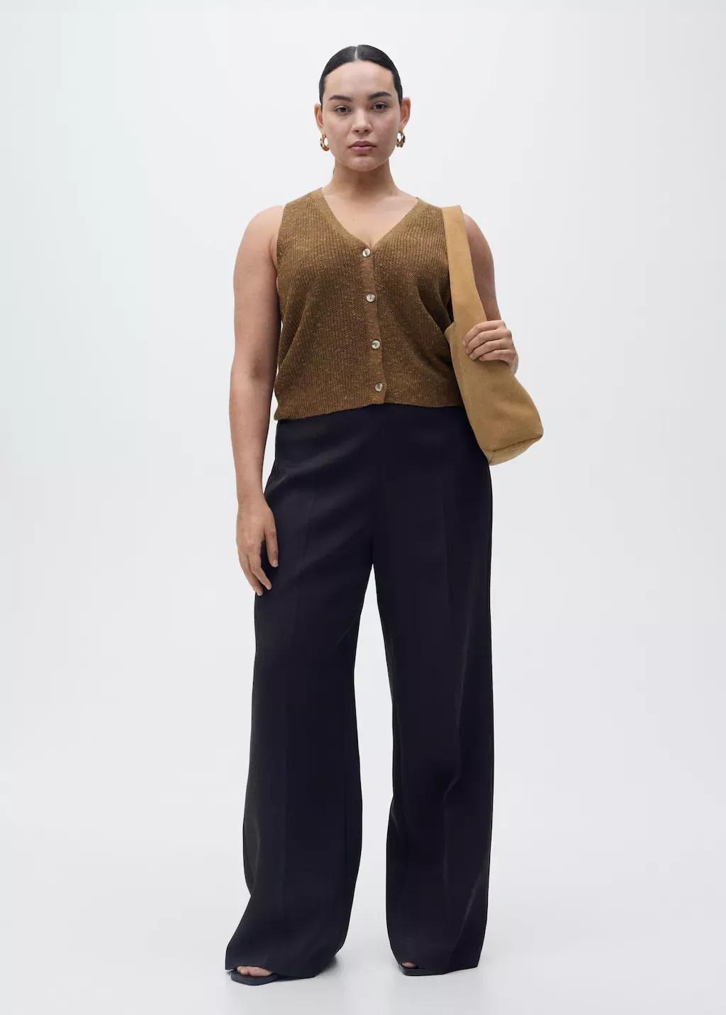 Brown Chunky-Knit Waistcoat With Buttons, , large image number 2