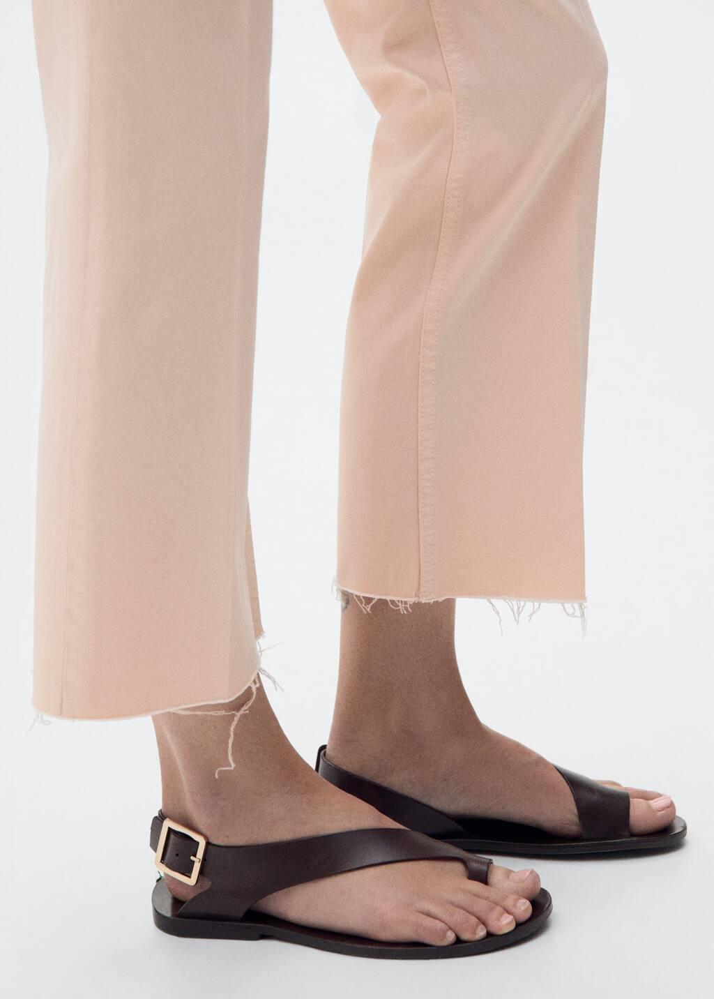 Pink Flared Cropped Jeans With Pockets, , large image number 1