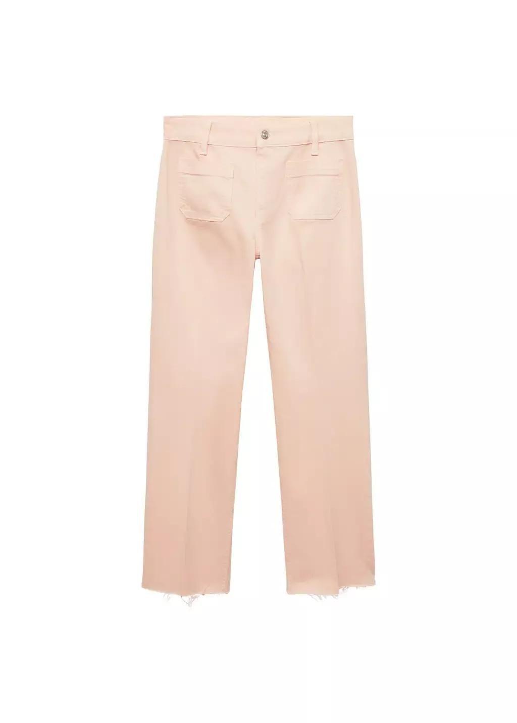 Pink Flared Cropped Jeans With Pockets, , large image number 3