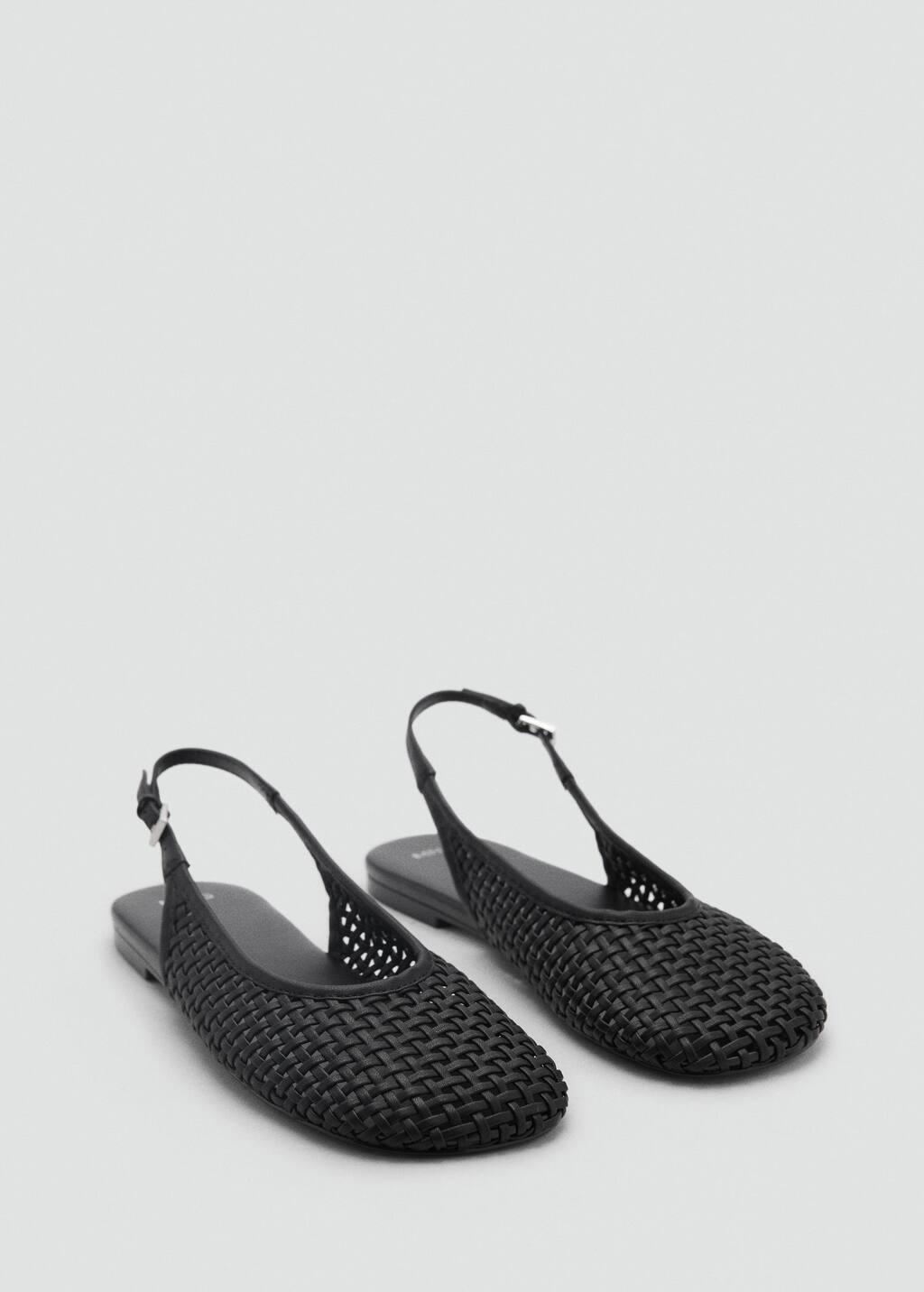 Black Braided Leather Effect Shoe, , large image number 0
