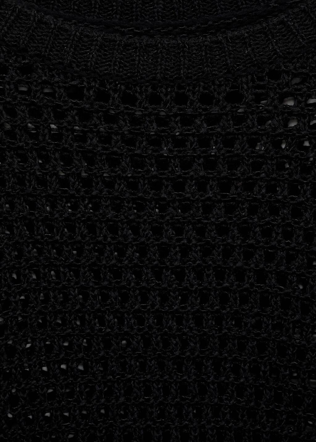Black Short-Sleeved Crochet Sweater, , large image number 2