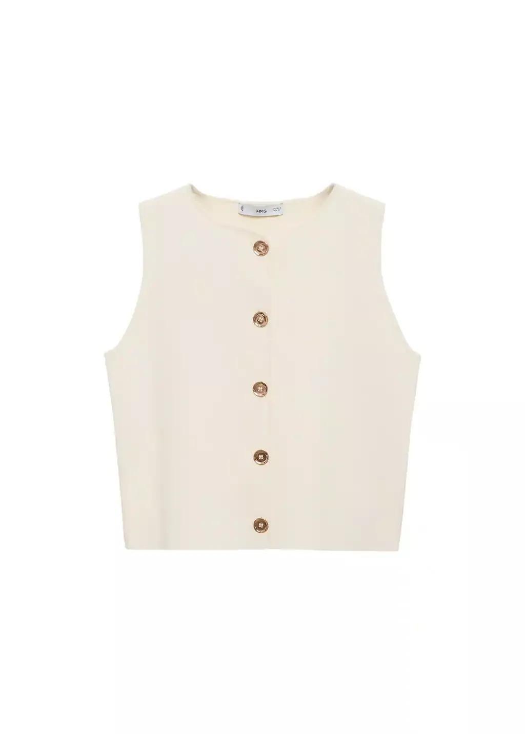 LIGHT BEIGE Fine-knit waistcoat with buttons, , large image number 3