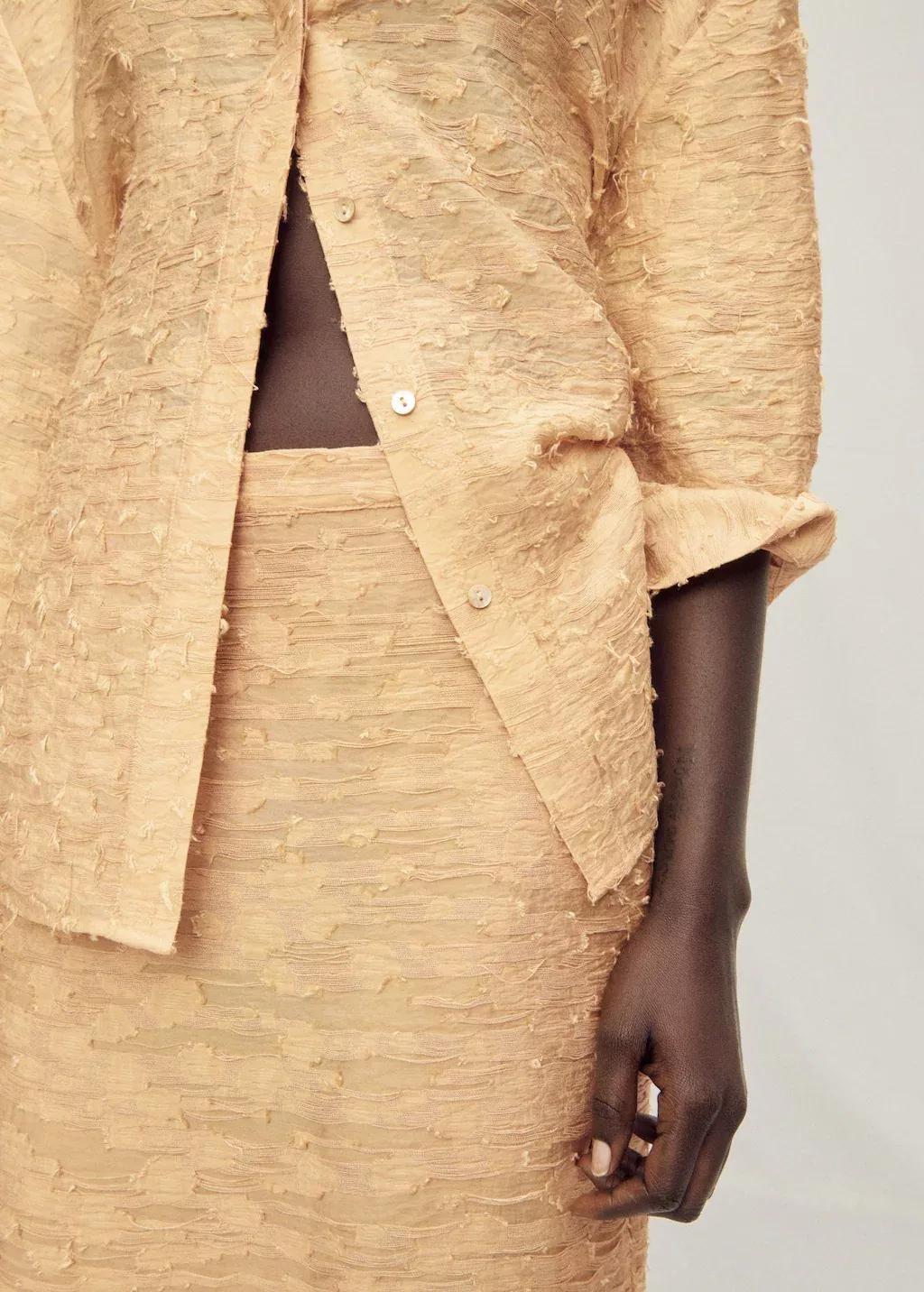 MEDIUM YELLOW Textured straight skirt, , large image number 1
