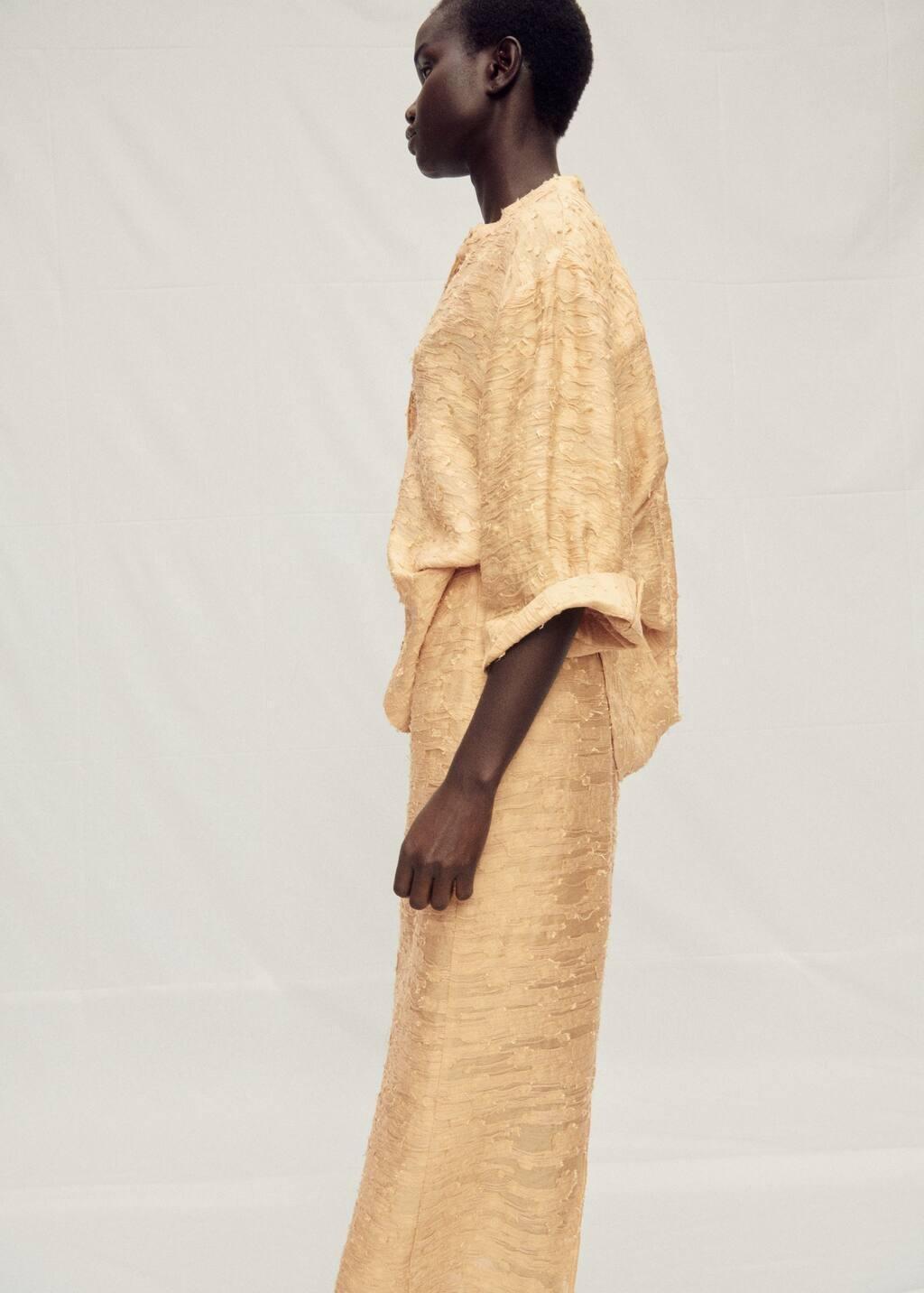 MEDIUM YELLOW Textured straight skirt, , large image number 2