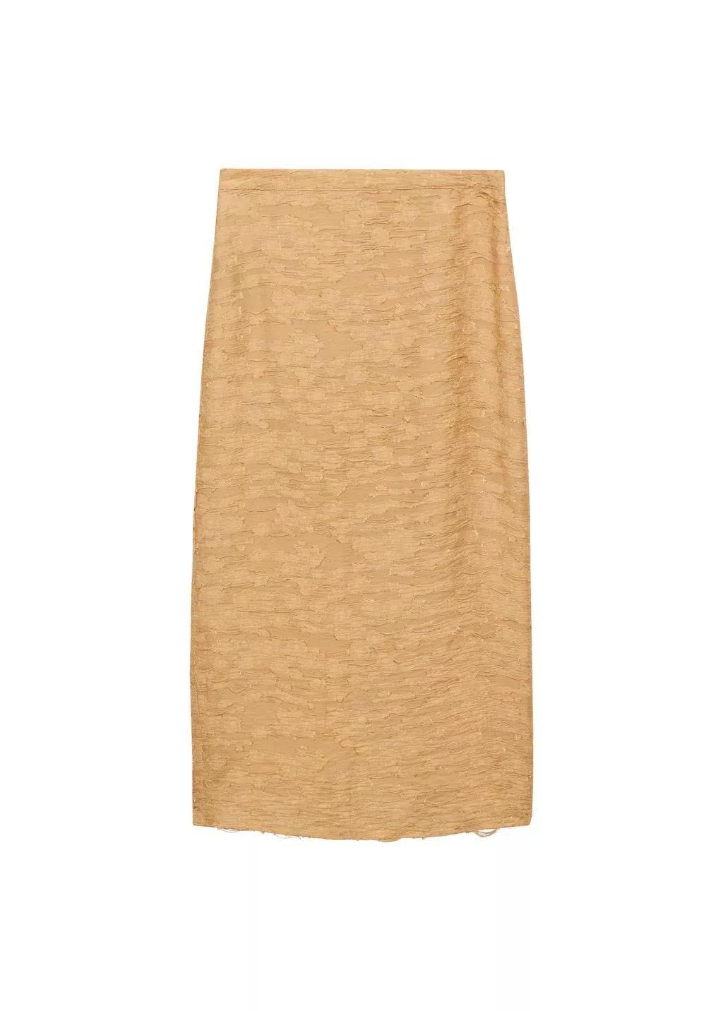MEDIUM YELLOW Textured straight skirt, , large image number 3