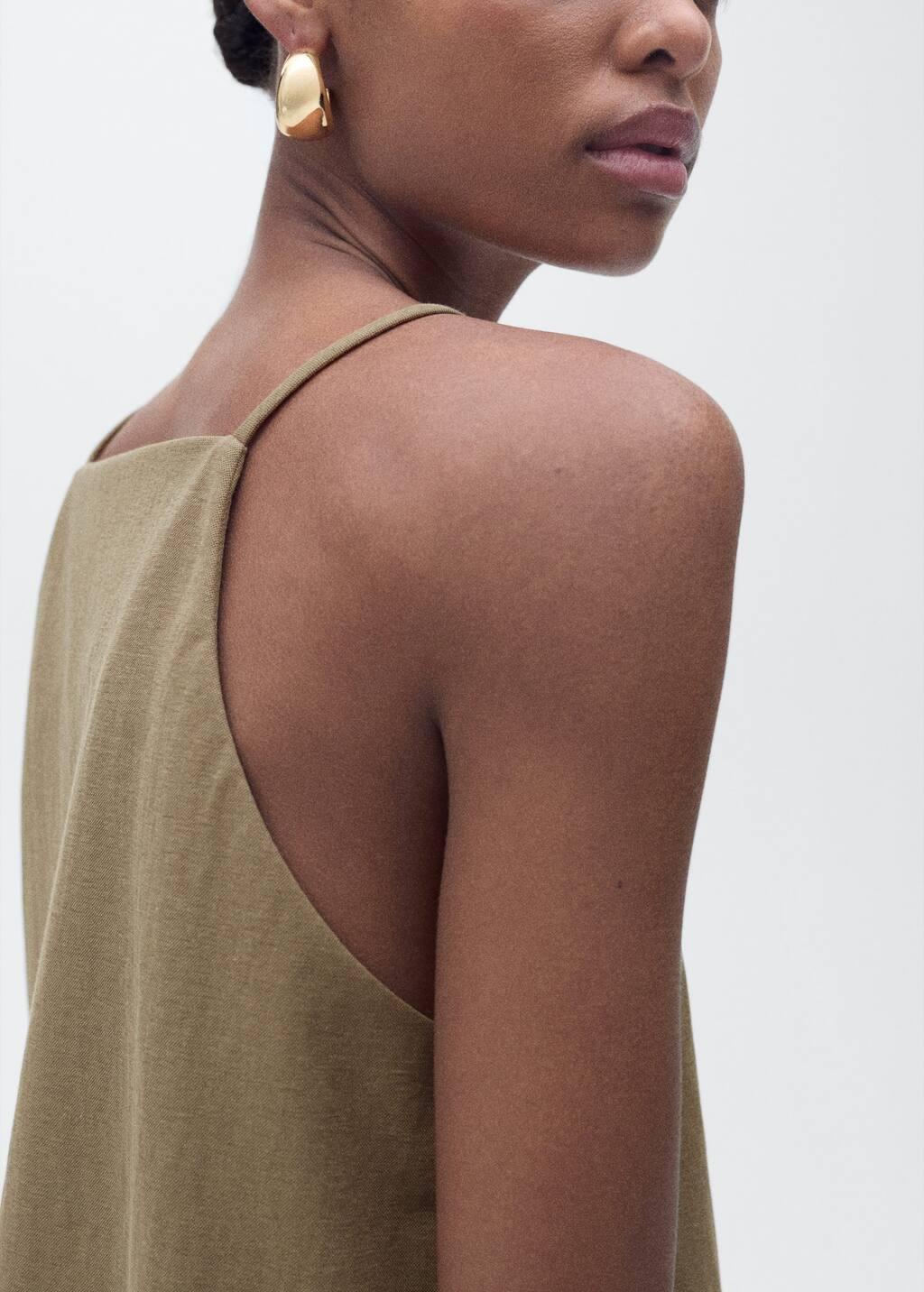Khaki Halter Neck Cotton Top, , large image number 2